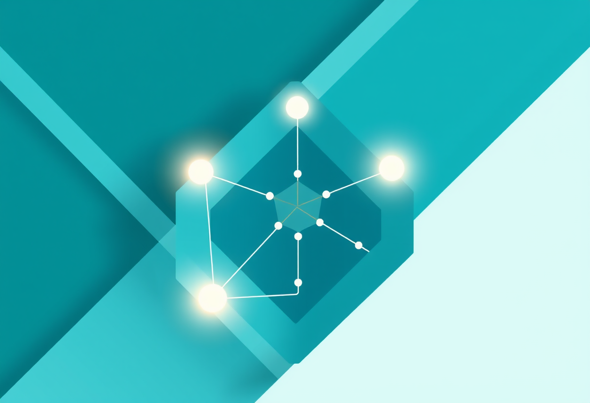 Abstract geometric prisms and glowing nodes illustrate interconnected prime factors within a balanced asymmetric design featuring soft lighting and deep shadows.