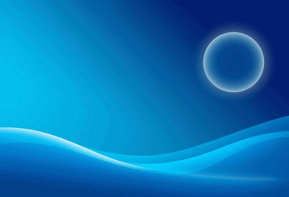 Soft glowing lines and floating geometric shapes against a deep blue gradient creating a serene atmosphere.