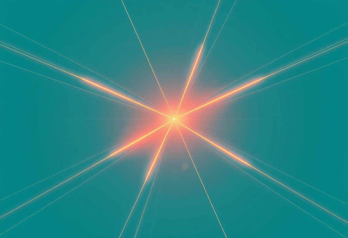 Golden geometric light beams converge in an ethereal glow symbolizing strategic mind sports logic and precision