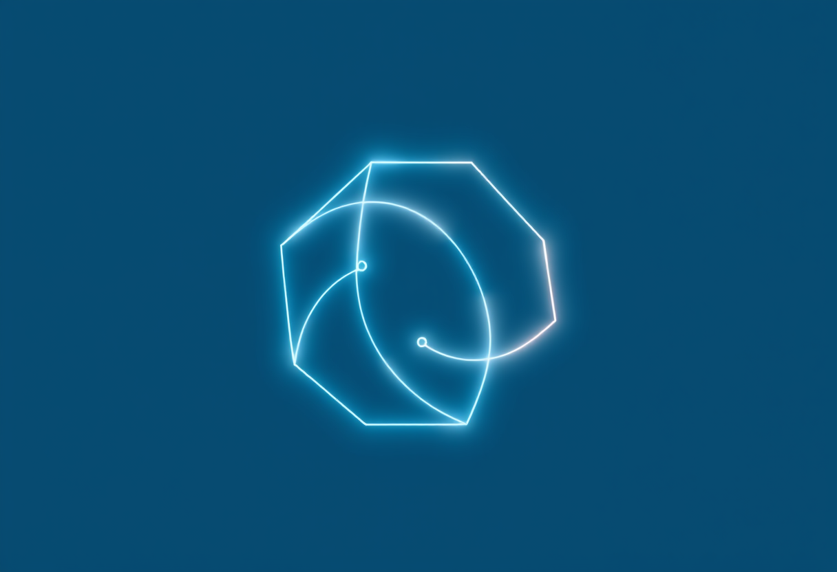 Soft glowing geometric shapes interlock on a calming gradient, representing logical connections and abstract thought for educational success.